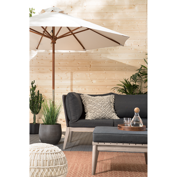 Sonnenschirm Sombrilla - Eukalyptus massiv / Polyester - Beige - Durchmesser: 270 cm
