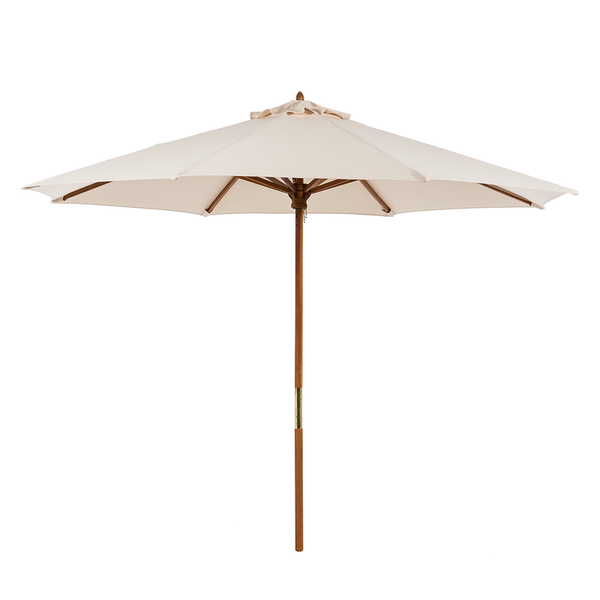 Sonnenschirm Sombrilla - Eukalyptus massiv / Polyester - Beige - Durchmesser: 270 cm