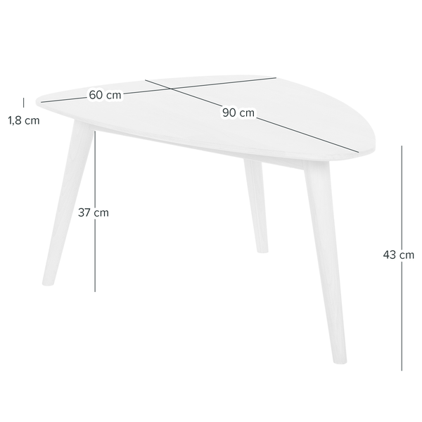 Massiver Couchtisch FINSBY - Buche massiv - Buche Weißöl - 90 x 60 cm