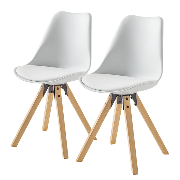 Esszimmerstuhl ALEDAS - Weiß - Braun - 2er Set