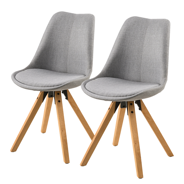 Polsterstuhl ALEDAS - Webstoff Cors: Granit - Braun - 2er Set