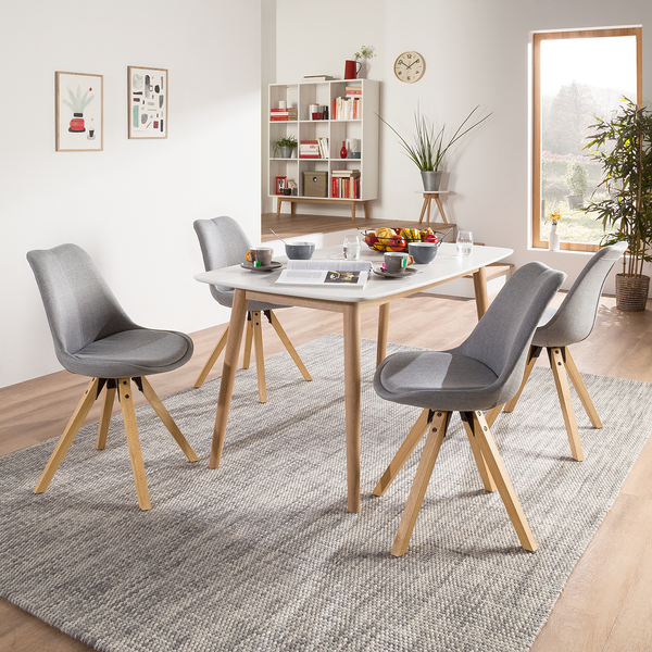 Polsterstuhl ALEDAS - Webstoff Cors: Granit - Braun - 2er Set