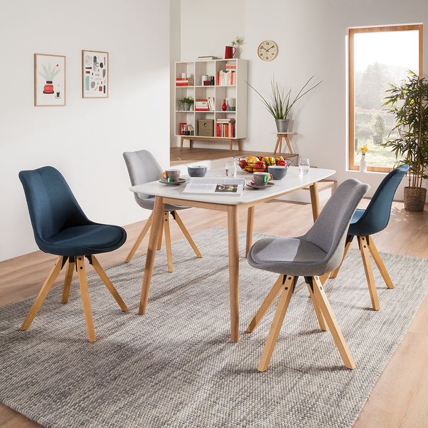 Polsterstuhl ALEDAS - Webstoff Cors: Granit - Braun - 2er Set