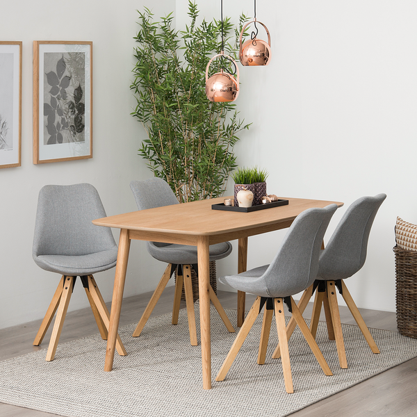 Polsterstuhl ALEDAS - Webstoff Cors: Granit - Braun - 2er Set