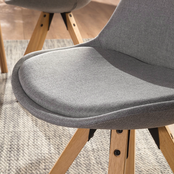 Polsterstuhl ALEDAS - Webstoff Cors: Granit - Braun - 2er Set