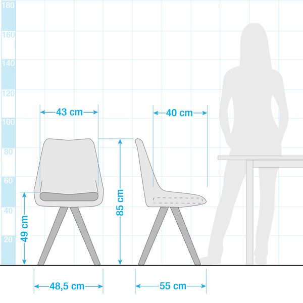 Polsterstuhl ALEDAS - Webstoff Cors: Dunkelgrau - Braun - 2er Set