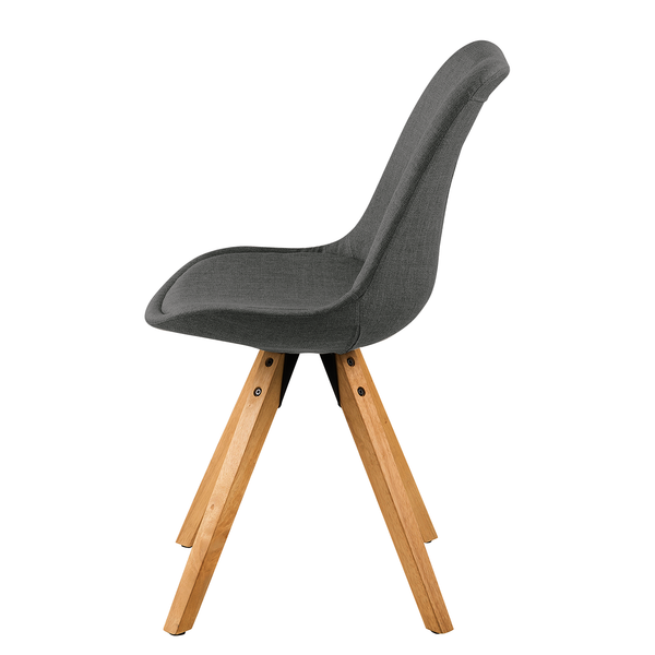 Polsterstuhl ALEDAS - Webstoff Cors: Dunkelgrau - Braun - 2er Set