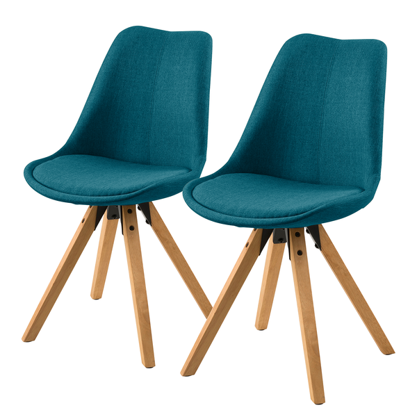 Polsterstuhl ALEDAS - Webstoff Cors: Petrol - Braun - 2er Set