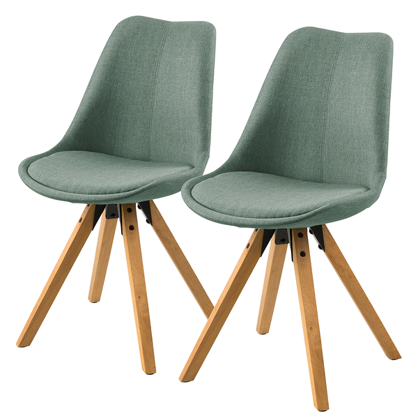 Polsterstuhl ALEDAS - Webstoff Cors: Mintgrau - Braun - 2er Set