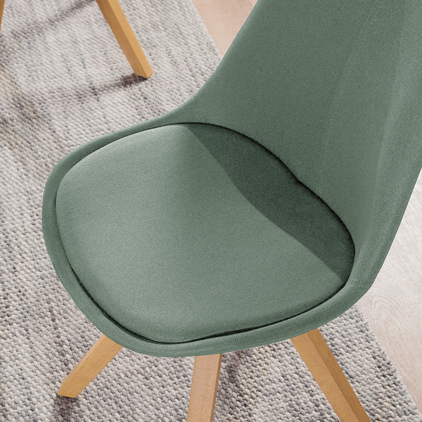 Polsterstuhl ALEDAS - Webstoff Cors: Mintgrau - Braun - 2er Set