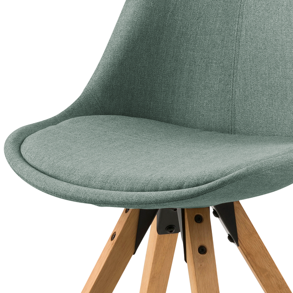 Polsterstuhl ALEDAS - Webstoff Cors: Mintgrau - Braun - 2er Set