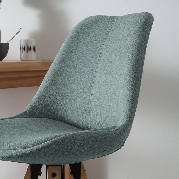 Barstuhl ALEDAS - Webstoff Cors: Mintgrau - 2er Set