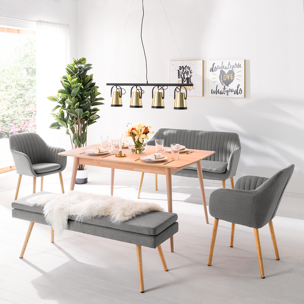 Armlehnenstuhl TILANDA Typ A - Webstoff Cors: Granit - 1er Set