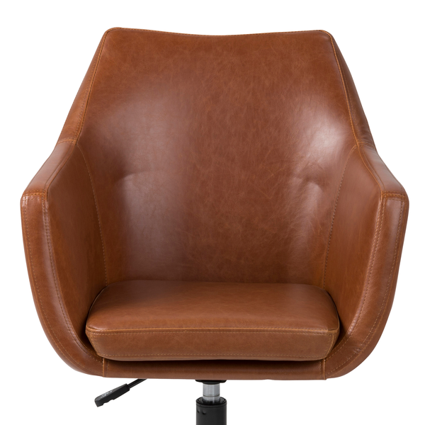 Bürodrehstuhl NICHOLAS - Kunstleder Aken: Vintage Cognac - Schwarz