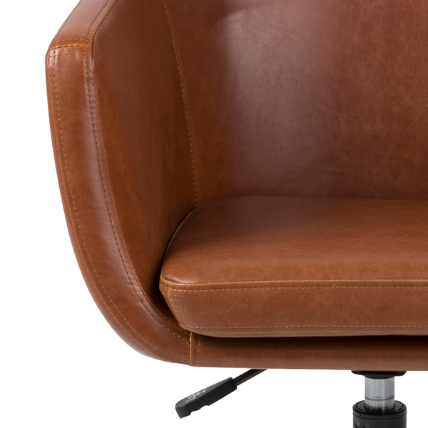 Bürodrehstuhl NICHOLAS - Kunstleder Aken: Vintage Cognac - Schwarz