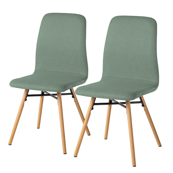 Polsterstuhl Daleras - Webstoff / Buche massiv - Webstoff Cors: Mintgrau - 2er Set