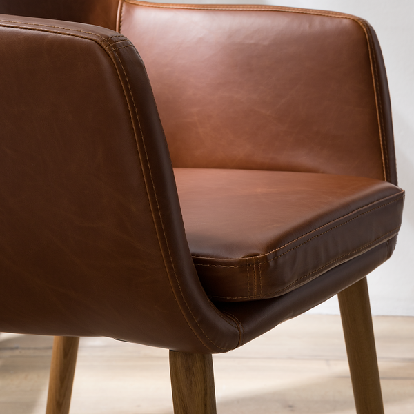 Armlehnenstuhl NICHOLAS XXL - Kunstleder Aken: Vintage Cognac - Einzelstuhl