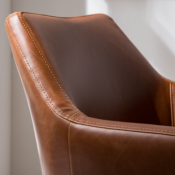 Armlehnenstuhl NICHOLAS XXL - Kunstleder Aken: Vintage Cognac - Einzelstuhl