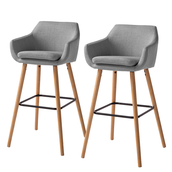 Barstuhl NICHOLAS - Webstoff Cors: Granit - 2er Set