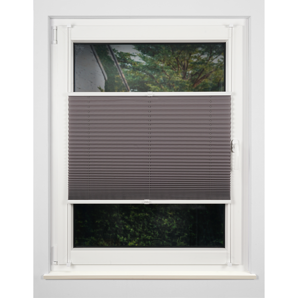 Plissee Klemmfix free - Polyester / Aluminium - Grau - 75 x 130 cm