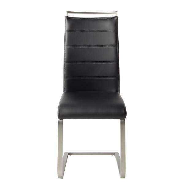 Freischwinger Lezuza - Kunstleder / Edelstahl - Kunstleder Leja: Schwarz - 2er Set
