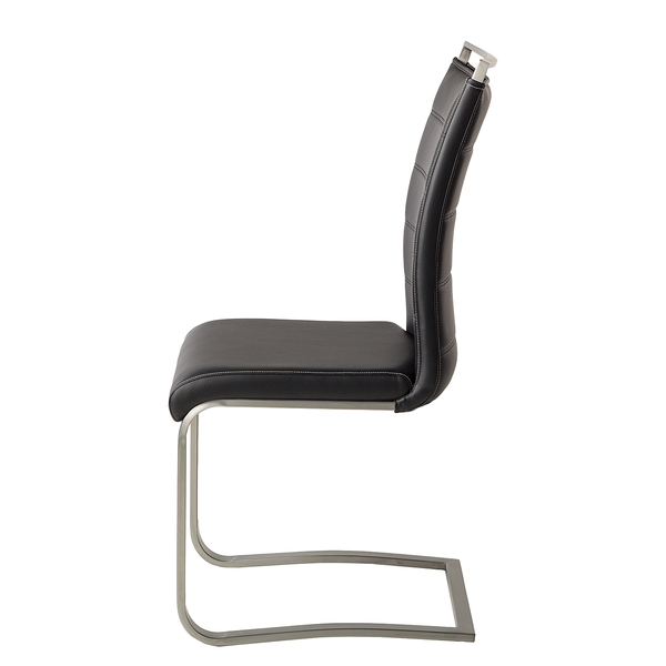 Freischwinger Lezuza - Kunstleder / Edelstahl - Kunstleder Leja: Schwarz - 2er Set