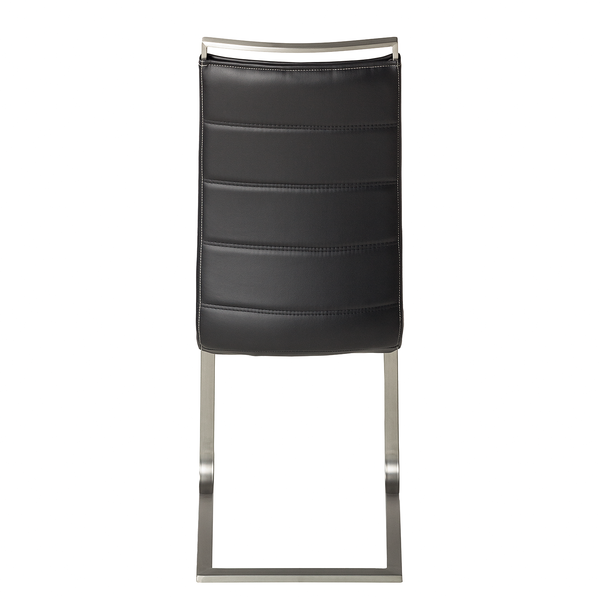 Freischwinger Lezuza - Kunstleder / Edelstahl - Kunstleder Leja: Schwarz - 2er Set