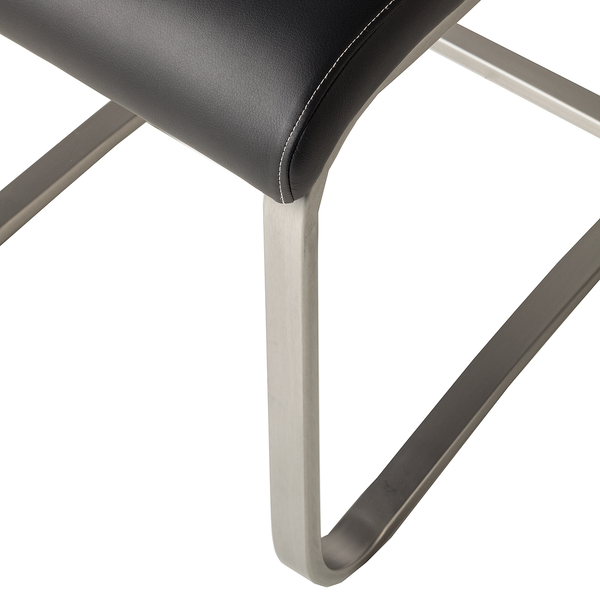 Freischwinger Lezuza - Kunstleder / Edelstahl - Kunstleder Leja: Schwarz - 2er Set