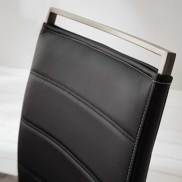 Freischwinger Lezuza - Kunstleder / Edelstahl - Kunstleder Leja: Schwarz - 2er Set