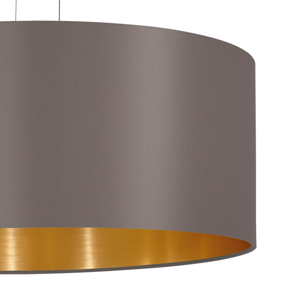 Pendelleuchte Maserlo II - Webstoff / Stahl - 3-flammig - Cappuccino / Gold
