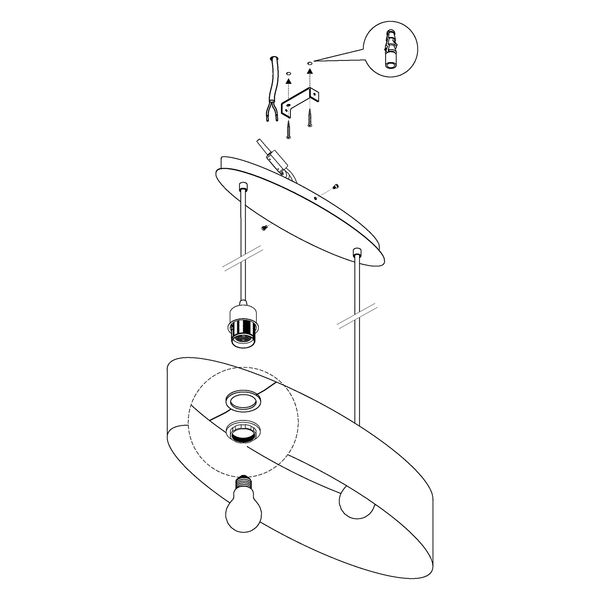 Pendelleuchte Maserlo III - Webstoff / Stahl - 2-flammig - Schwarz / Gold - Breite: 100 cm