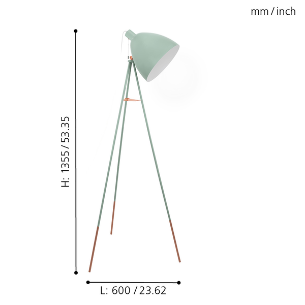 Stehleuchte Tripod Dundee II - Stahl - 1-flammig - Babyblau