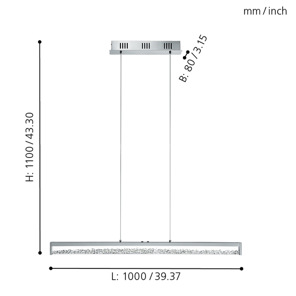 LED-Pendelleuchte Cardito - Kristallglas / Aluminium - 1-flammig