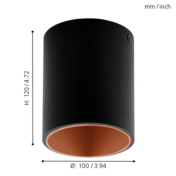 LED-Deckenleuchte Polasso V - Aluminium / Kunststoff - 1-flammig - Schwarz / Kupfer