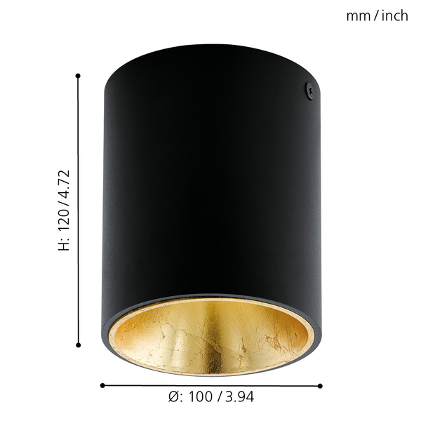 LED-Deckenleuchte Polasso V - Aluminium / Kunststoff - 1-flammig - Schwarz / Gold