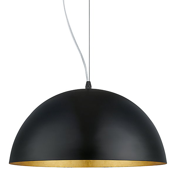 Pendelleuchte Gaetano I - Stahl - 1-flammig - Schwarz / Gold - Durchmesser Lampenschirm: 38 cm