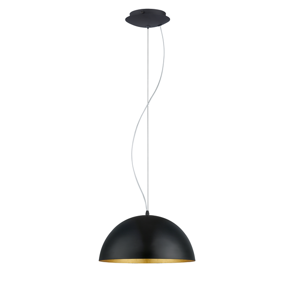 Pendelleuchte Gaetano I - Stahl - 1-flammig - Schwarz / Gold - Durchmesser Lampenschirm: 38 cm