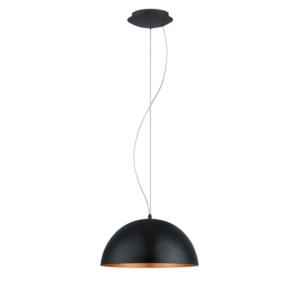 Pendelleuchte Gaetano I - Stahl - 1-flammig - Schwarz / Kupfer - Durchmesser Lampenschirm: 53 cm