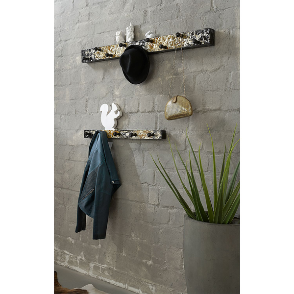 Garderobenleiste Soleto - Metall - Schwarz / Gold - Breite: 75 cm