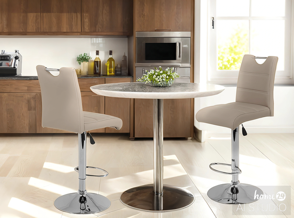 Barstuhl Malte (2er-Set) - Kunstleder - Cappuccino