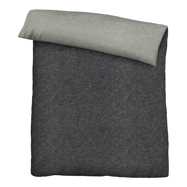 Melange-Flanell Bettwäsche 0840500 - Baumwollstoff - Titanium - 155 x 220 cm + Kissen 80 x 80 cm