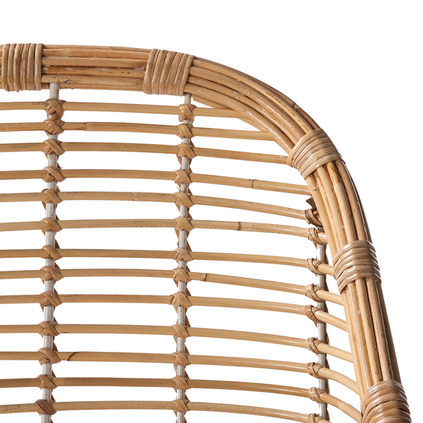 Armlehnenstuhl Garston - (inkl. Sitzkissen) - Rattan / Metall - Rattan / Weiß