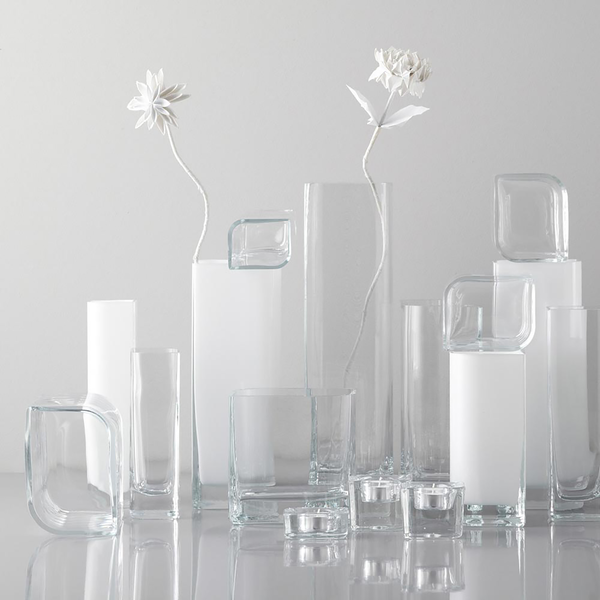Vase Lucca - Glas - Weiß - 11 x 20 cm