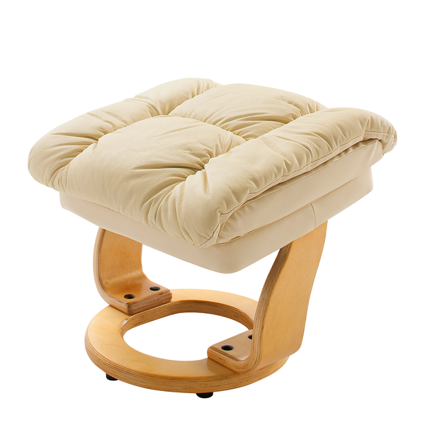 Relaxsessel Grunewald (mit Hocker) - Echtleder / Kunstleder - Creme - Hellbraun