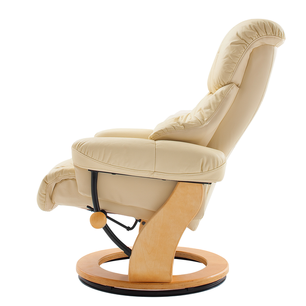 Relaxsessel Grunewald (mit Hocker) - Echtleder / Kunstleder - Creme - Hellbraun