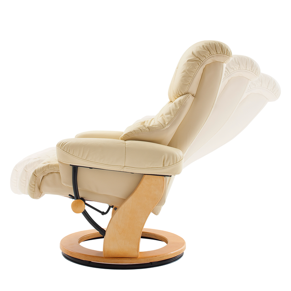 Relaxsessel Grunewald (mit Hocker) - Echtleder / Kunstleder - Creme - Hellbraun