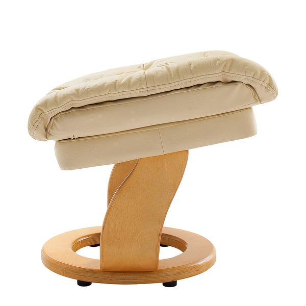 Relaxsessel Grunewald (mit Hocker) - Echtleder / Kunstleder - Creme - Hellbraun
