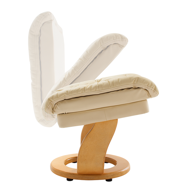 Relaxsessel Grunewald (mit Hocker) - Echtleder / Kunstleder - Creme - Hellbraun