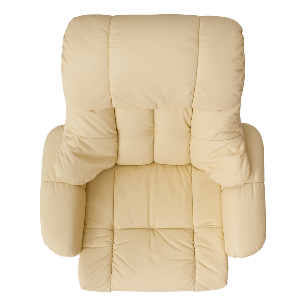 Relaxsessel Grunewald (mit Hocker) - Echtleder / Kunstleder - Creme - Hellbraun