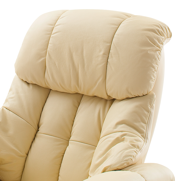 Relaxsessel Grunewald (mit Hocker) - Echtleder / Kunstleder - Creme - Hellbraun